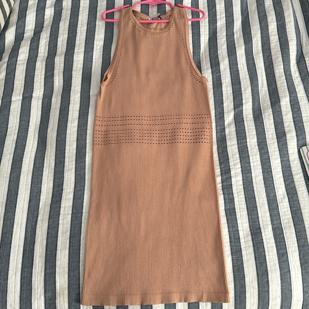 Nude/Tan tight Zara dress with detailing around waist